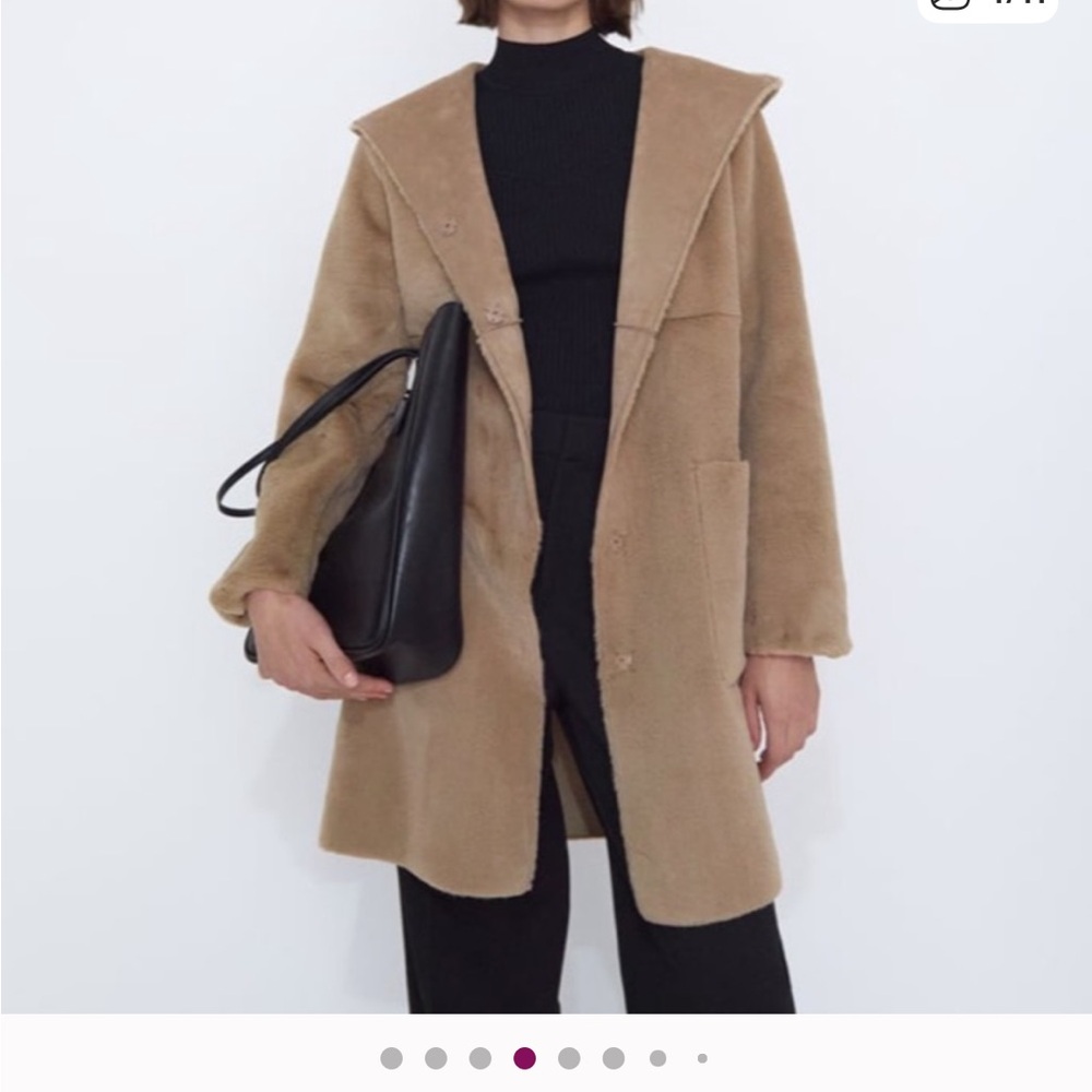 Zara reversible faux fur Hooded Coat